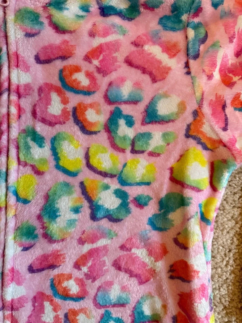 The Children's Place Pink Multi Rainbow Leopard Hooded One-Piece Footie